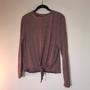 Tie front long sleeve T-shirt